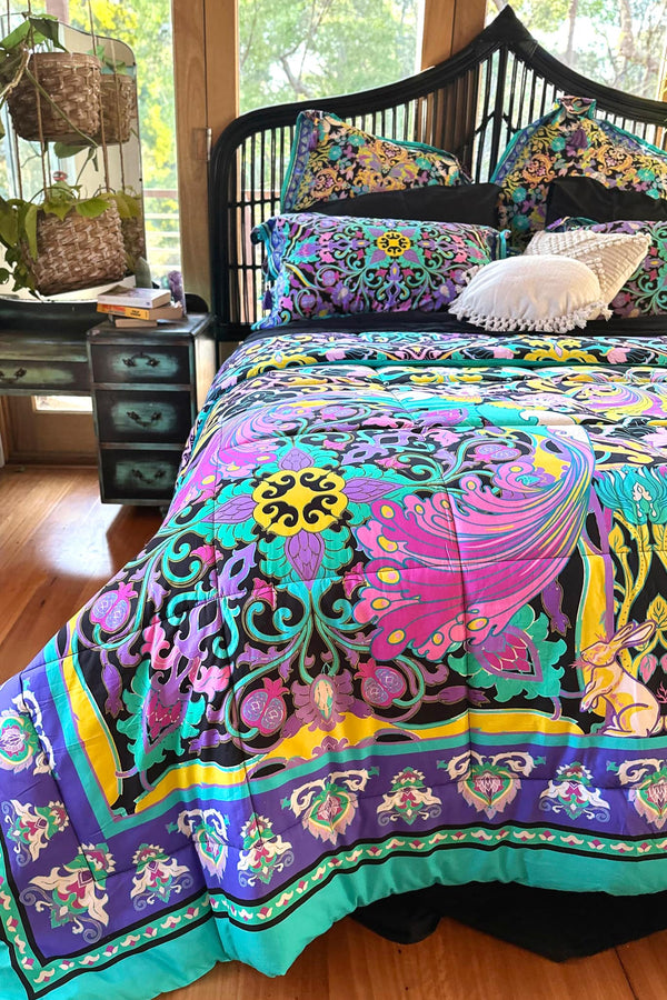 Comforter - Peacock Palace in Black