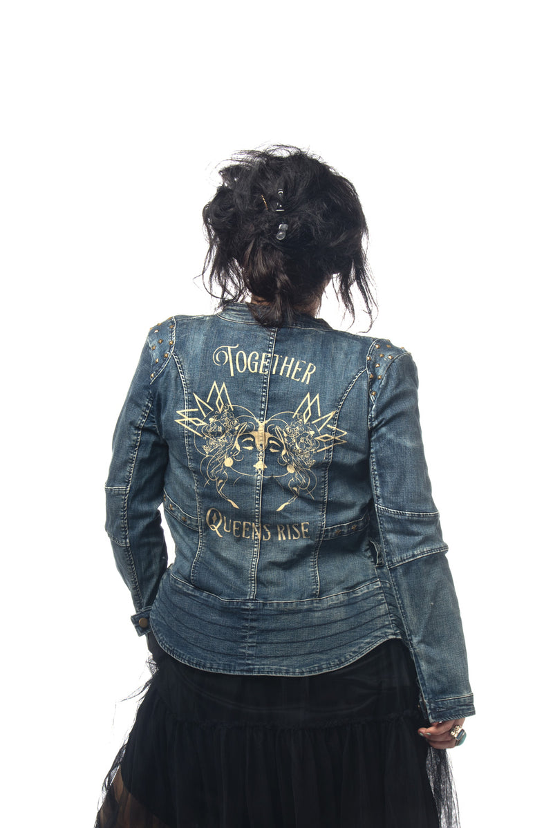 Queens Rise Rider Jacket - Washed Denim