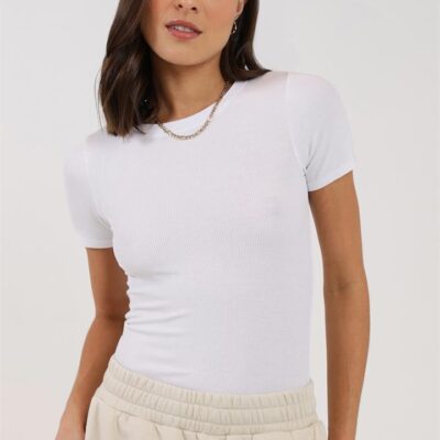 Stylerunner Fine Ribbed Short Sleeve Tee White