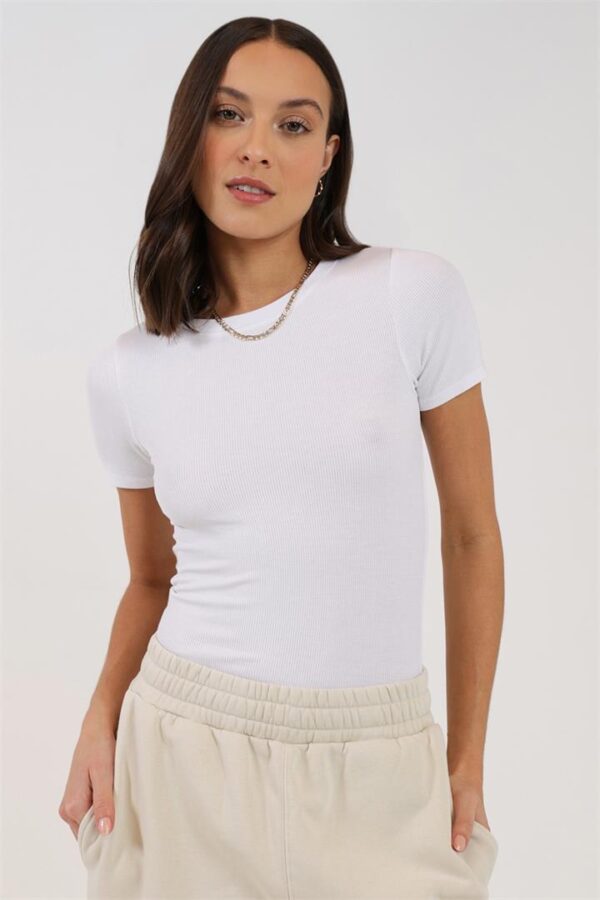 Stylerunner Fine Ribbed Short Sleeve Tee White