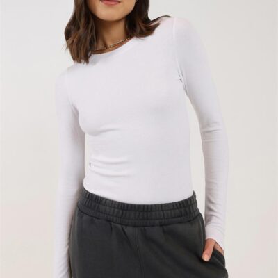 Stylerunner Refine Fine Rib Long Sleeve Tee White