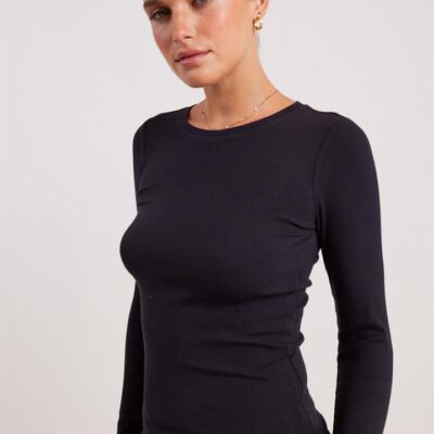 Stylerunner Refine Fine Rib Long Sleeve Tee Onyx