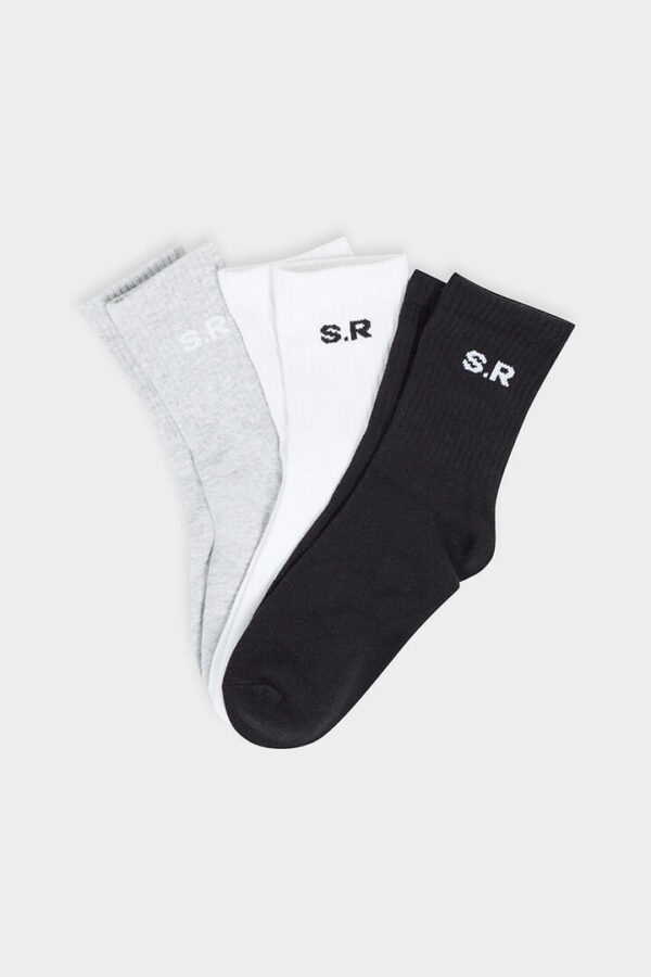 Stylerunner Stacked Half Crew Sock 3pk Onyx/Light Grey Marle/Bright W