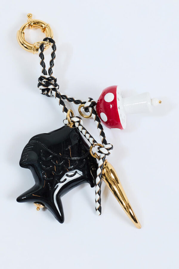 Timeless Pearly Keychain With Mushroom  Fish  Chilli Multi