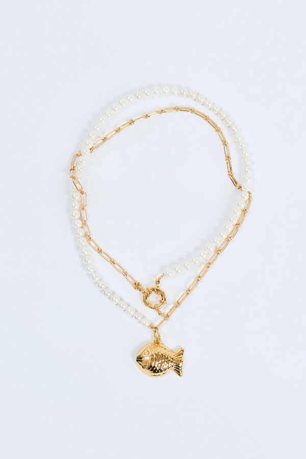 Timeless Pearly Choker With Pearls And Golden Fish Multi