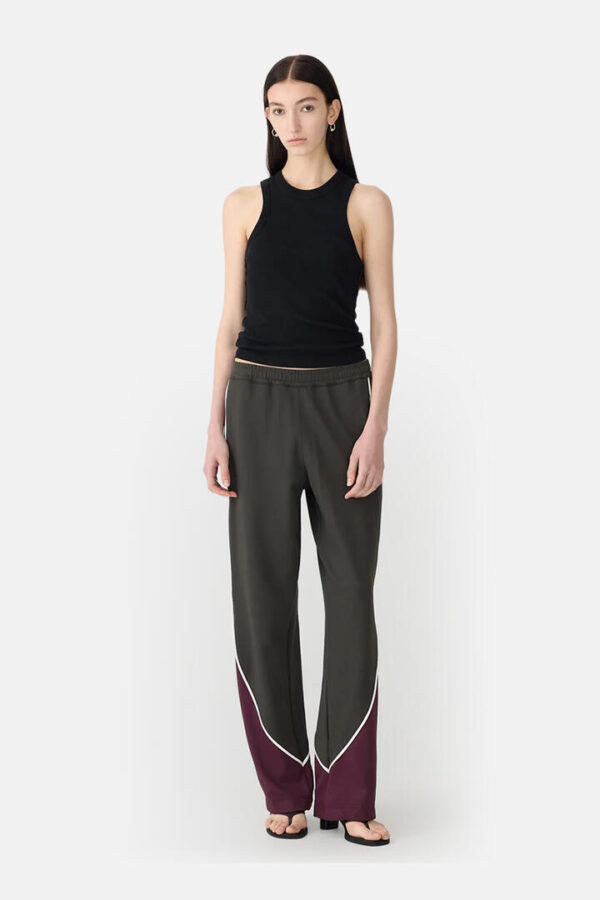 Bassike Piping Detail Trackpant Charcoal / Burgundy