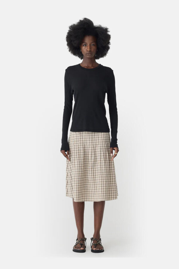 Bassike Sheer Rib Long Sleeve Tee Black